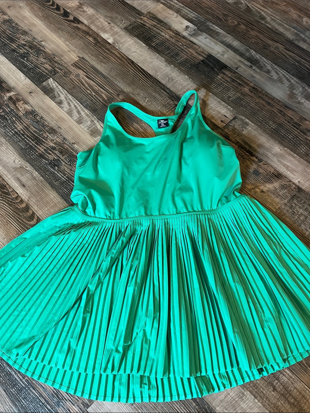 Pleated Green Tank Dress